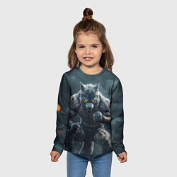 Лонгслив детский Волк боец, цвет: 3D-принт — фото 2