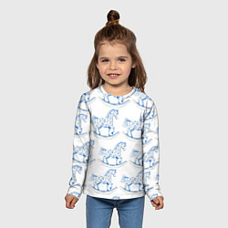 Лонгслив детский Лошадка качалка гжель, цвет: 3D-принт — фото 2