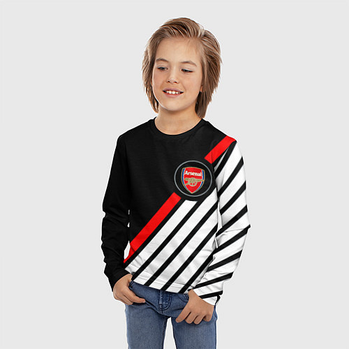 Детский лонгслив Арсенал геометрия полосы / 3D-принт – фото 3