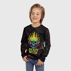 Лонгслив детский Beast mode череп, цвет: 3D-принт — фото 2