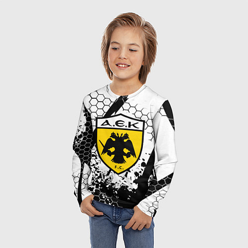 Детский лонгслив AEK броня текстура краски / 3D-принт – фото 3