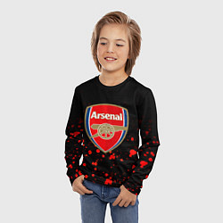 Лонгслив детский Арсенал красные краски всплеск, цвет: 3D-принт — фото 2