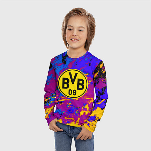 Детский лонгслив Borussia абстрактные краски / 3D-принт – фото 3