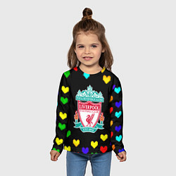 Лонгслив детский Ливерпуль пиксельные сердца, цвет: 3D-принт — фото 2