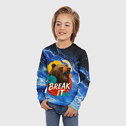Лонгслив детский Break it злой медведь, цвет: 3D-принт — фото 2