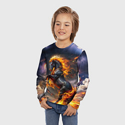 Лонгслив детский Огнегривый скакун, цвет: 3D-принт — фото 2