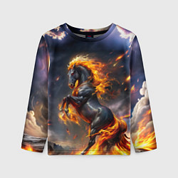 Лонгслив детский Огнегривый скакун, цвет: 3D-принт
