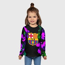 Лонгслив детский Barcelona неоновый огонь, цвет: 3D-принт — фото 2