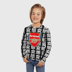 Лонгслив детский Арсенал китайские символы паттерн, цвет: 3D-принт — фото 2