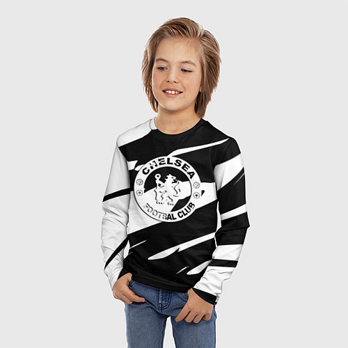 Детский лонгслив Челси геометрия полсоы / 3D-принт – фото 3