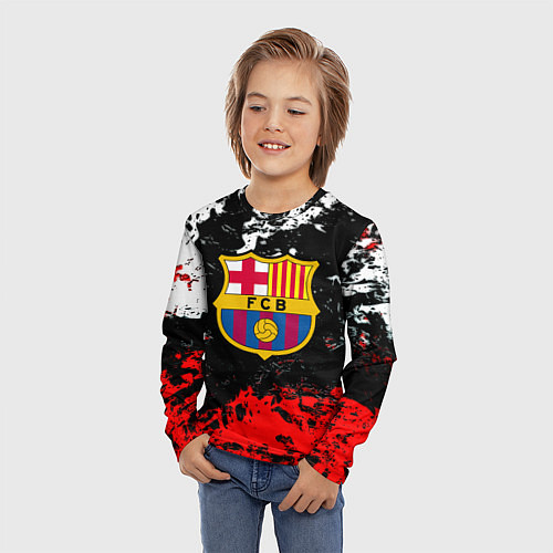 Детский лонгслив Barcelona красно белые краски / 3D-принт – фото 3