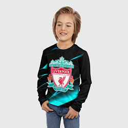 Лонгслив детский Liverpool neon stripes, цвет: 3D-принт — фото 2