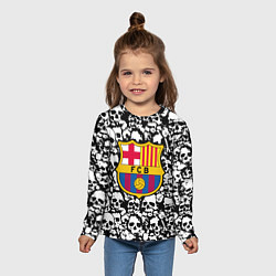 Лонгслив детский Barcelona черно белые черепа, цвет: 3D-принт — фото 2