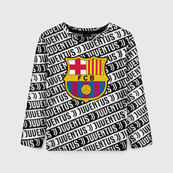 Лонгслив детский Барселона х Ювентус паттерн, цвет: 3D-принт