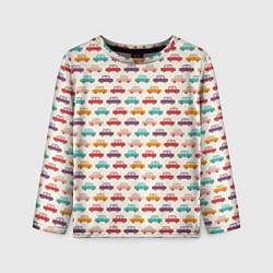 Детский лонгслив Цветные машинки паттерн