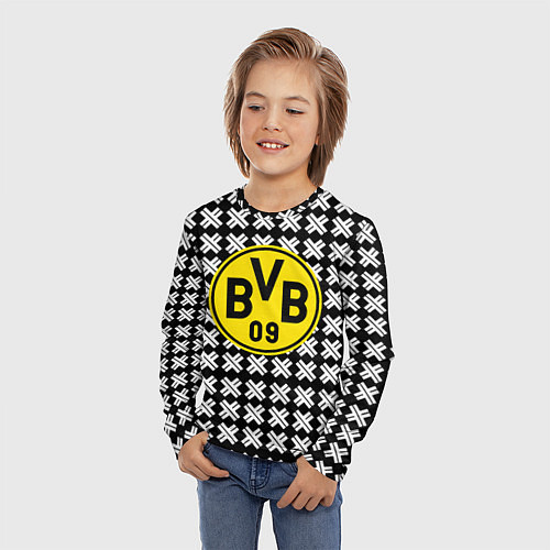 Детский лонгслив Borussia pattern geometry / 3D-принт – фото 3