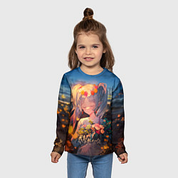 Лонгслив детский Фрирен с цветами, цвет: 3D-принт — фото 2