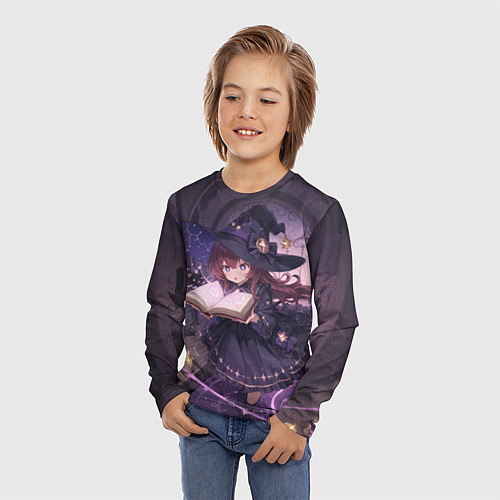 Детский лонгслив Аниме Ведьма Читает Книгу Заклинаний / 3D-принт – фото 3