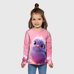 Лонгслив детский Милая фиолетовая птичка, цвет: 3D-принт — фото 2