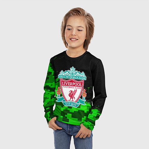 Детский лонгслив Ливерпуль камуфляж краски / 3D-принт – фото 3