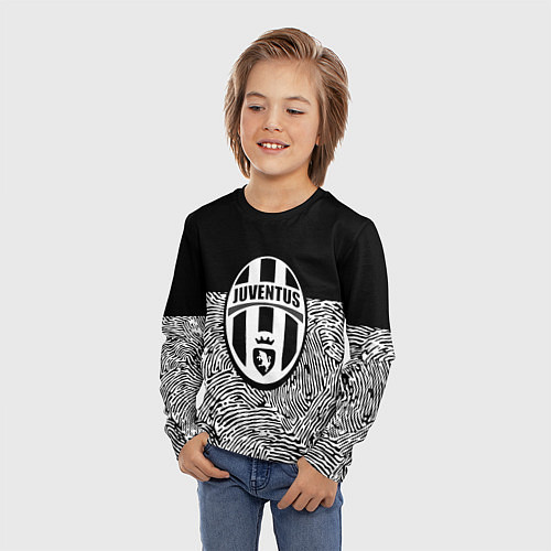 Детский лонгслив Juventus отпечатки текстура / 3D-принт – фото 3