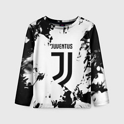 Лонгслив детский Juventus черные краски абстракция, цвет: 3D-принт