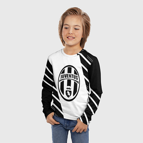 Детский лонгслив Ювентус полосы геометрия / 3D-принт – фото 3