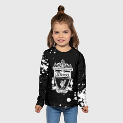 Лонгслив детский Liverpool белые текстура краски, цвет: 3D-принт — фото 2