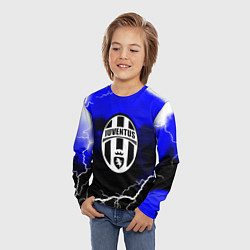 Лонгслив детский Ювентус шторм молнии текстура, цвет: 3D-принт — фото 2