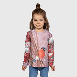 Лонгслив детский Снегирь и зимние ягоды, цвет: 3D-принт — фото 2