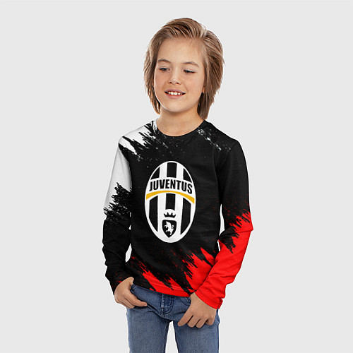 Детский лонгслив Ювентус краски текстура / 3D-принт – фото 3