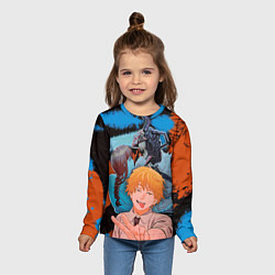 Лонгслив детский Дэндзи и Макима из Человек бензопила, цвет: 3D-принт — фото 2