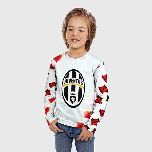 Детский лонгслив Ювентус розы / 3D-принт – фото 3