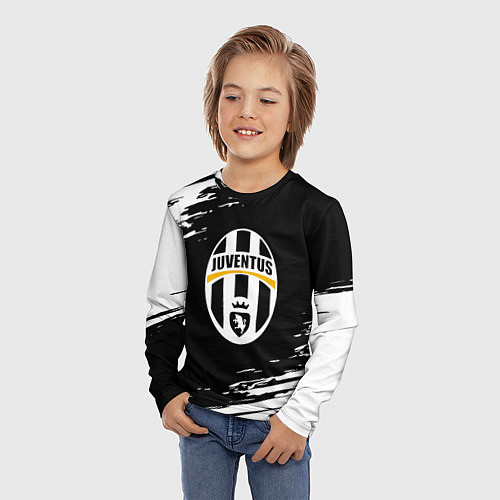 Детский лонгслив Juventus краски штрихи текстура / 3D-принт – фото 3