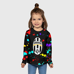 Лонгслив детский Ювентус брызги красок неон, цвет: 3D-принт — фото 2