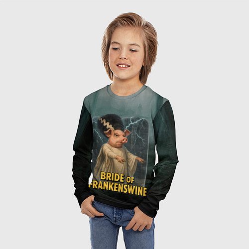 Детский лонгслив Франкенштейн свинья невеста / 3D-принт – фото 3