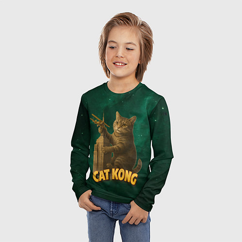 Детский лонгслив Cat Cong пародия на Кинг Конг / 3D-принт – фото 3