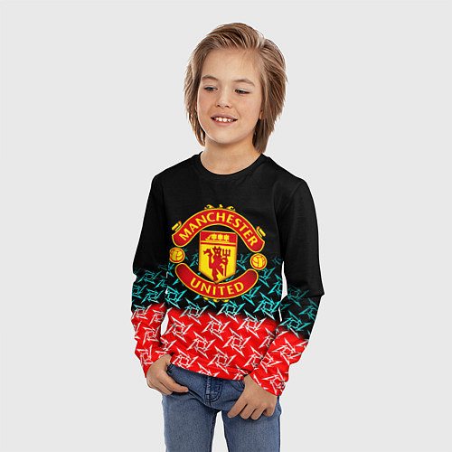 Детский лонгслив Манчестер Юнайтед ниндзя паттерн / 3D-принт – фото 3