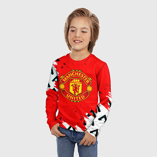 Детский лонгслив Манчестер Юнайтед символы краски / 3D-принт – фото 3