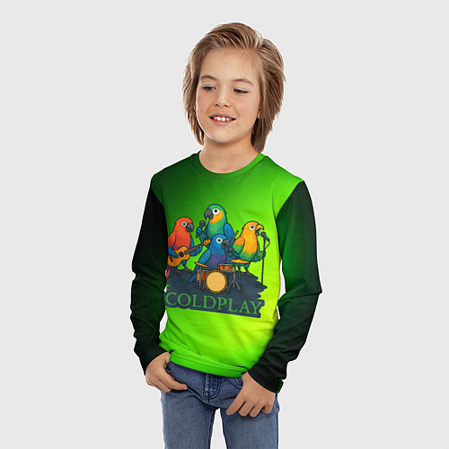 Детский лонгслив Coldplay группа из попугаев / 3D-принт – фото 3