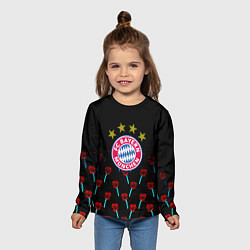 Лонгслив детский Бавария Мюнхен розы паттерн, цвет: 3D-принт — фото 2