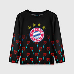 Лонгслив детский Бавария Мюнхен розы паттерн, цвет: 3D-принт