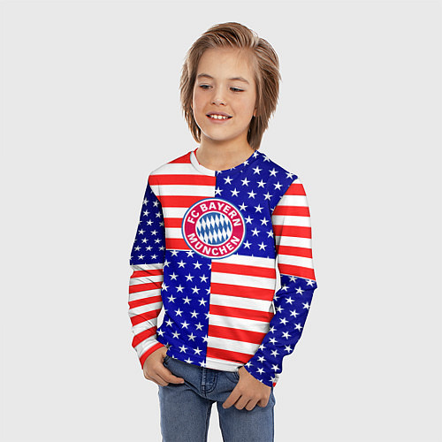 Детский лонгслив Бавария Мюнхен сша паттерн / 3D-принт – фото 3