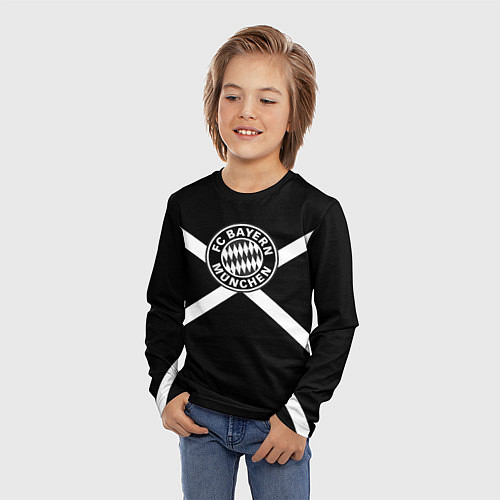 Детский лонгслив Бавария Мюнхен полосы / 3D-принт – фото 3
