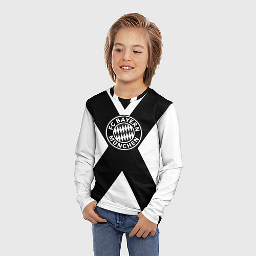 Детский лонгслив Бавария Мюнхен полосы / 3D-принт – фото 3
