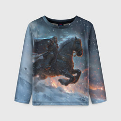Лонгслив детский Всадник на лошади в снежную бурю, цвет: 3D-принт