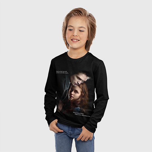 Детский лонгслив Белла и Эдвард: lion fell in love with the lamb me / 3D-принт – фото 3