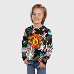 Лонгслив детский Манчестер Юнайтед тропики глитч, цвет: 3D-принт — фото 2