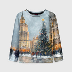Лонгслив детский Новогодняя Москва, цвет: 3D-принт