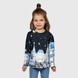 Лонгслив детский Салют в новогодней Москве, цвет: 3D-принт — фото 2
